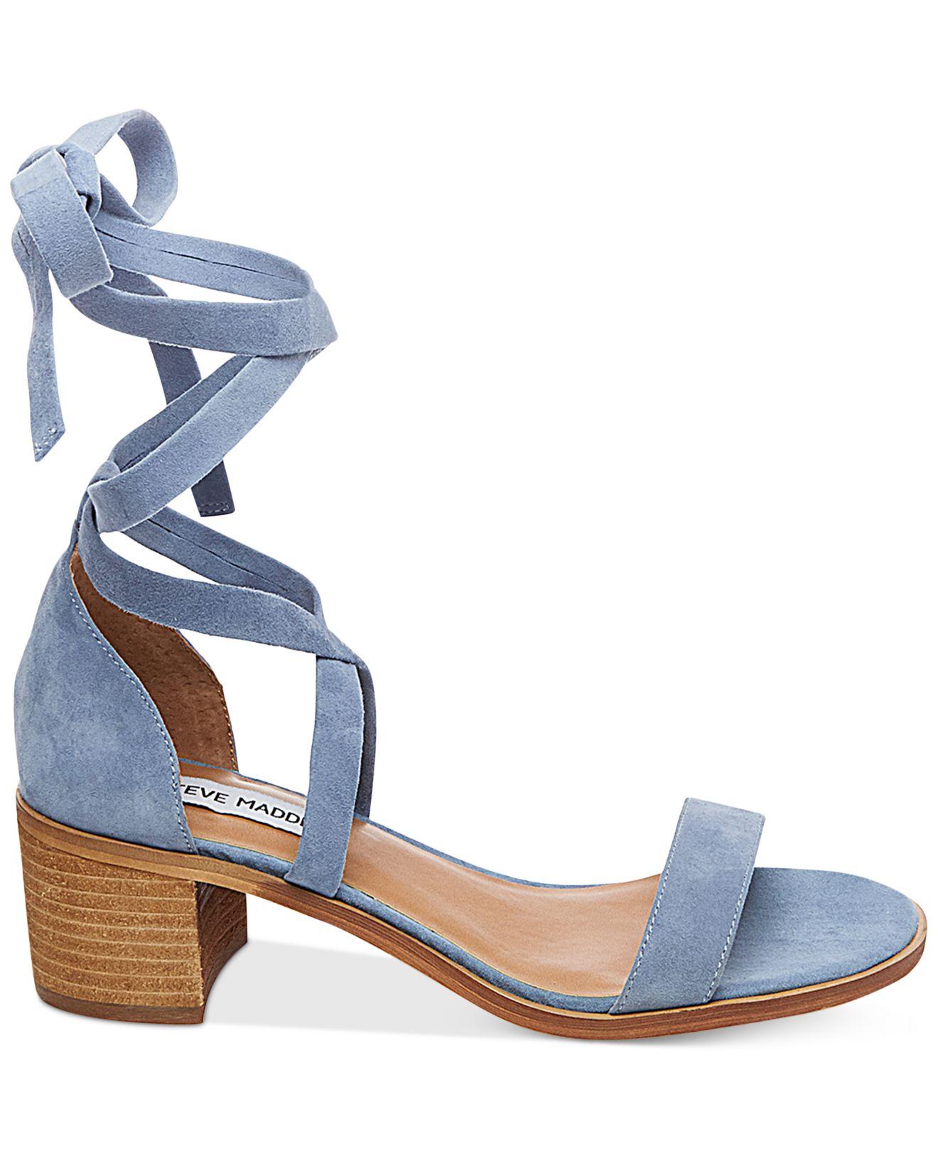 light blue block heel sandals